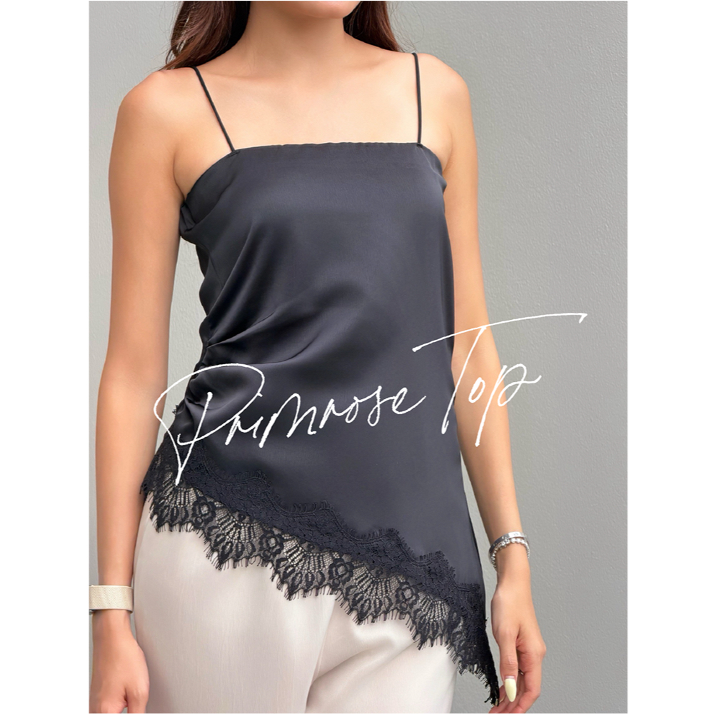 SEASON STUDIO - PRIMROSE TOP / สายเดี่ยวซาติน ดีเทลชายลูกไม้เฉียง
