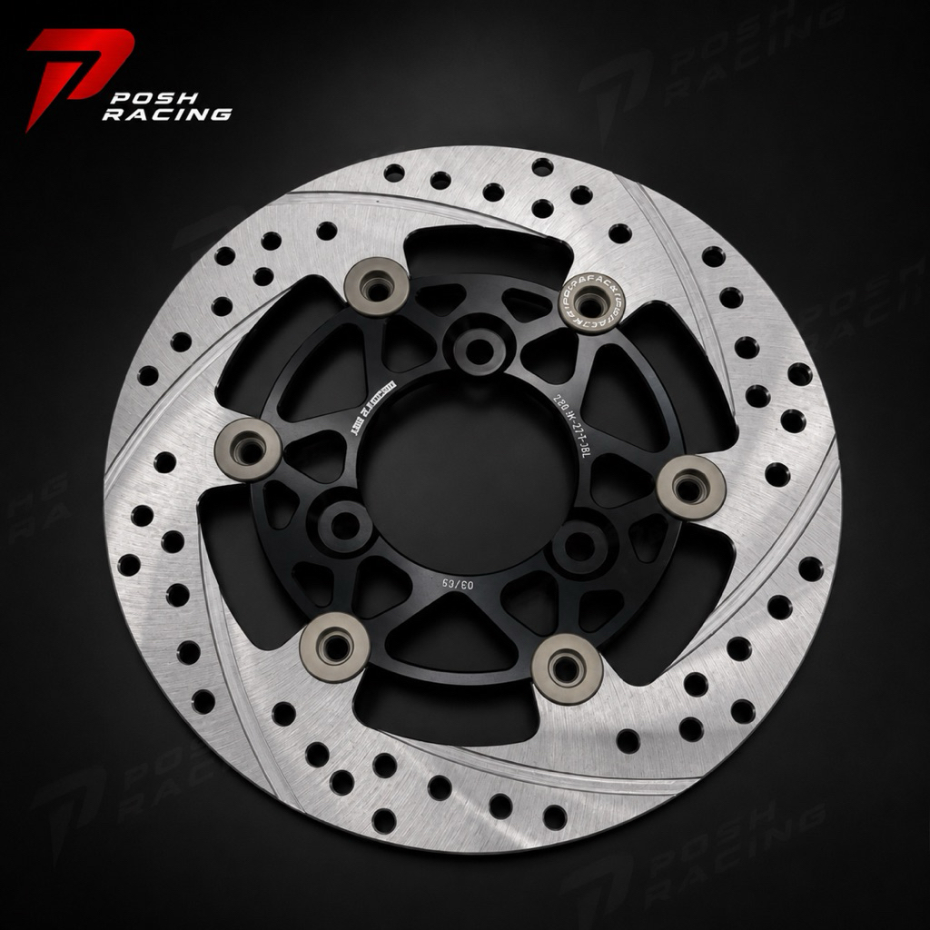 จาน 128RACING 220mm. 3รู + สเปเซอร์ + บูชล้อหน้า ราคาต่อ1ชุด