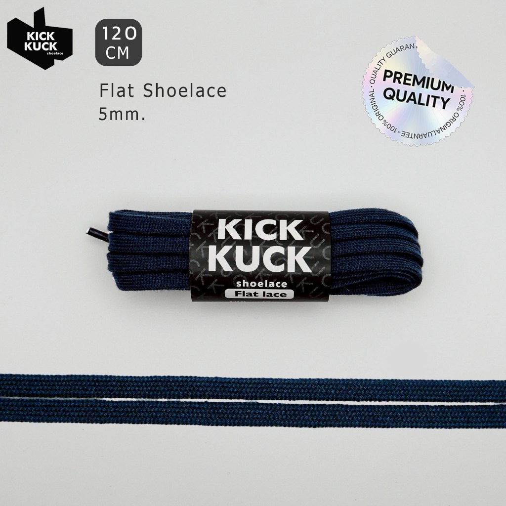 (แน่น2ชั้น เล็กเฉียบ 5mm.) เชือกรองเท้าสีกรม (KICKKUCK) สำหรับรองเท้าวิ่งและกีฬา ทรงแบน FLAT LACE ยาว 120cm.มาตรฐาน