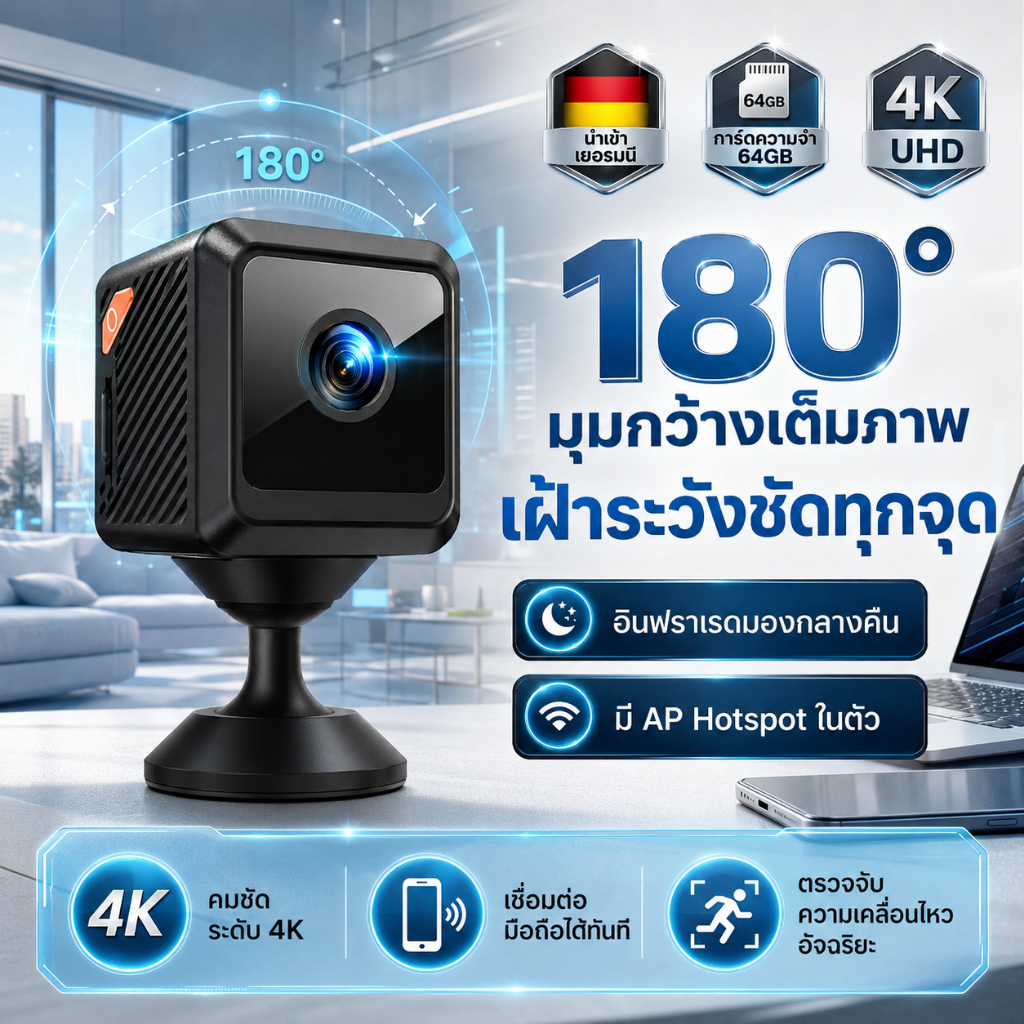 -อัพเกรดใหม่ 2026-กล้องวงจรปิดจิ๋ว  4Kอัลตร้าHD  คืนวิสัยทัศน์อินฟราเรด กล้องวงจรปิดไร้สาย