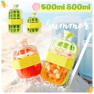 2 IN 1 พิมพ์น้ำแข็ง ถาดทำน้ำแข็ง ครื่องดื่มเย็นถ้วยกาแฟถ้วยน้ํา 500/800ml Ice Cube Maker