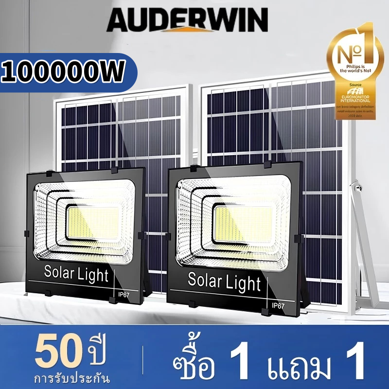 200000W โซล่าเซลล์ ไฟโซล่าเซลล์ Solar Light LED แสงขาว IP67 กันน้ำและกันฟ้าผ่า สว่างอัตโนมัต