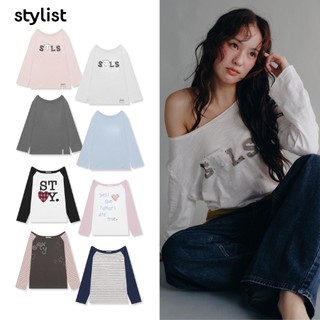STYLIST x Brinkkty - Mila Amour เสื้อปาดไหล่แขนยาวผ้ายืด Patchwork ลายสก็อต