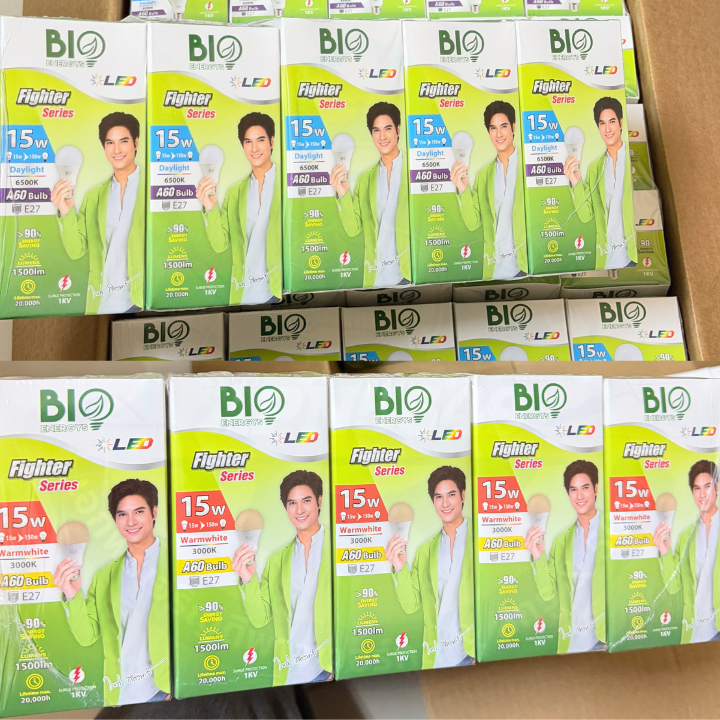 หลอดไฟ BIO หลอด LED B-F/A60-15W-D BULB LED 15 W รุ่น FIGHTER BIO มีให้เลือกทั้งแสงเหลือง และ แสงขาว Daylight