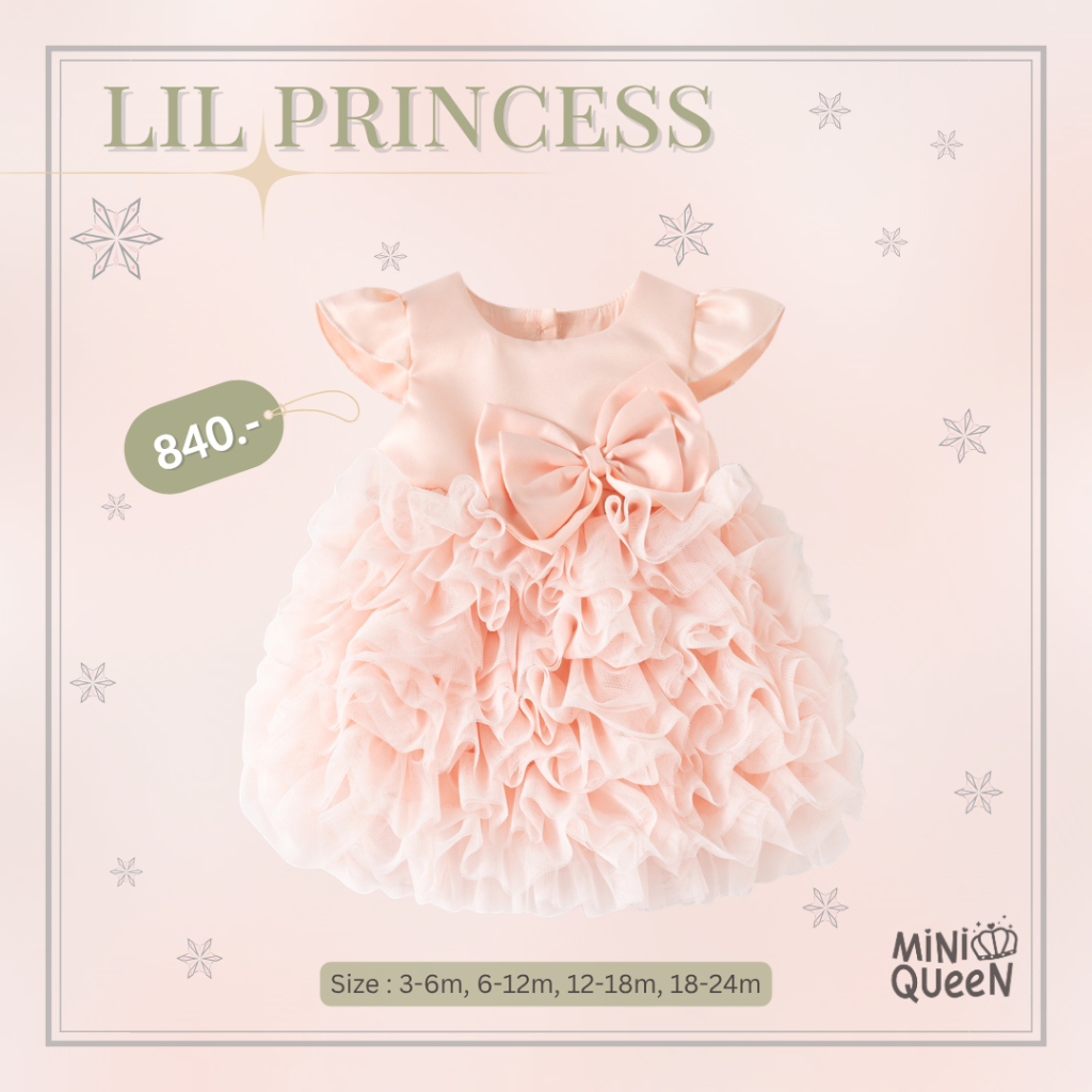 ชุดเดรสเด็กอ่อน ชุดกระโปรงเด็กอ่อน MiniQueen รุ่น Lil Princess สีชมพู (DRS00057)