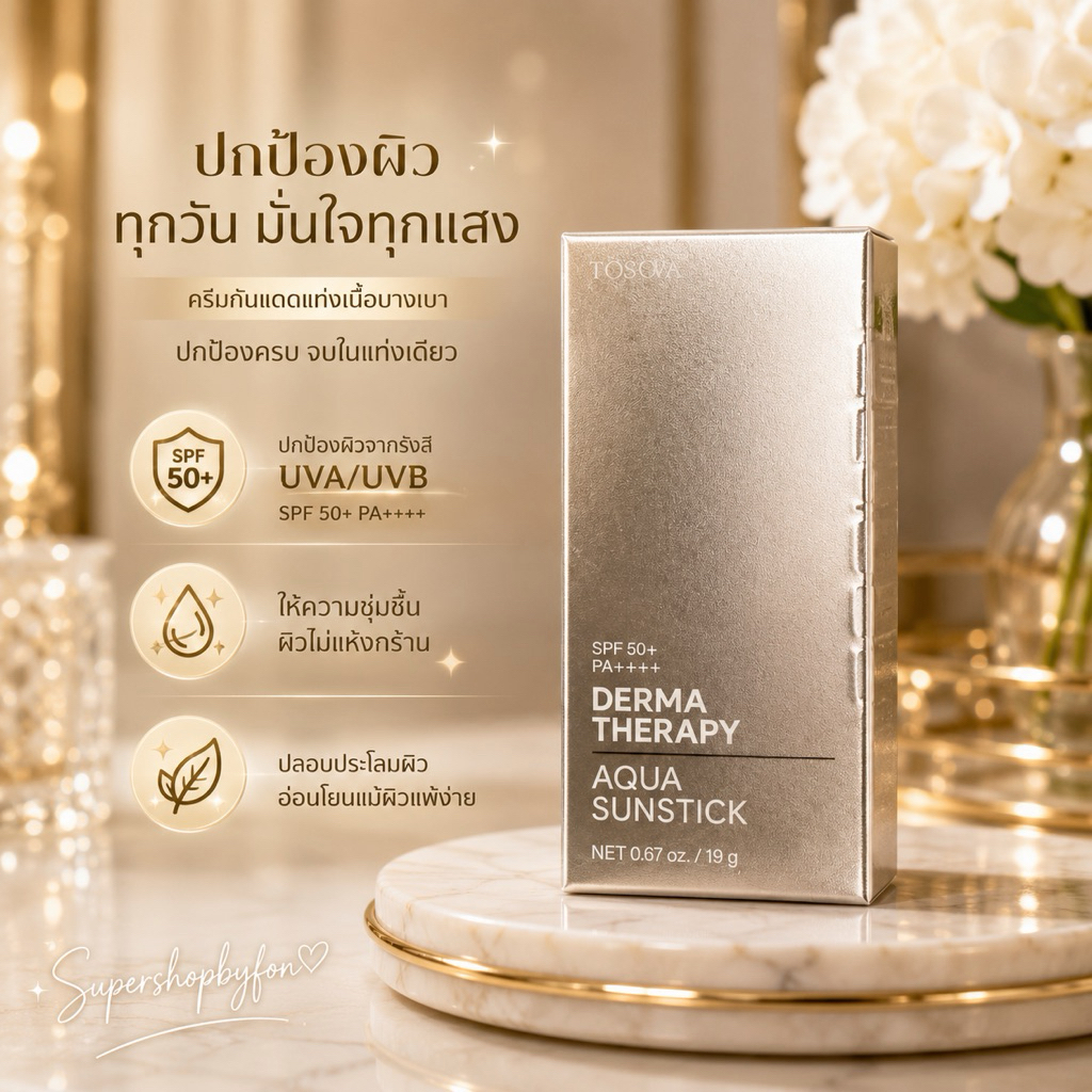 กันแดดแท่ง COOL ENOUGH Derma Therapy Aqua Sunstick กันแดดไฮยาผสมคอลลาเจน บำรุงผิวชุ่มชื้น ลดริ้วรอย หน้าไม่วอก