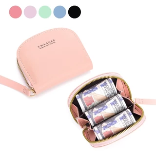 กระเป๋าสตางค์ใบสั้นคลาสสิคใส่เหรียญใส่บัตร มีสายคล้องมือ (GC-097) ใส่หูฟังได้