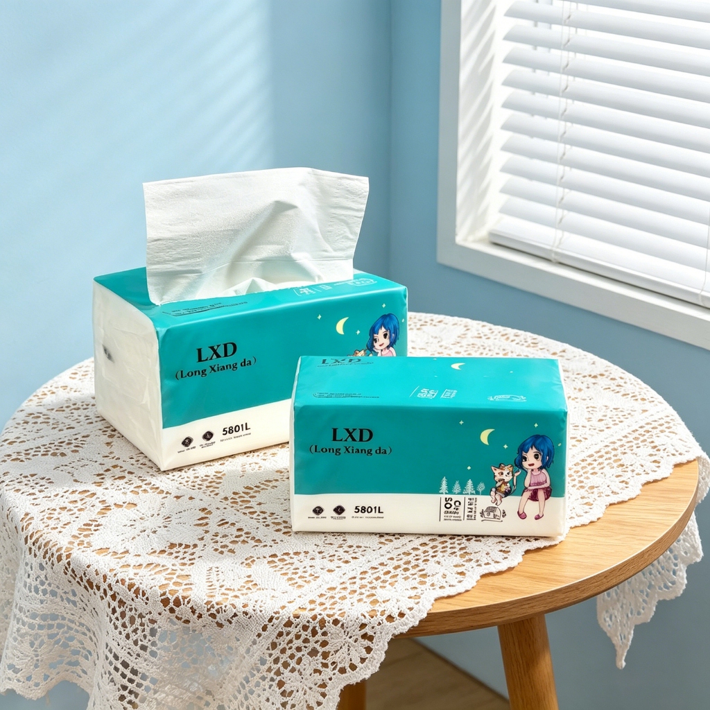 LXD ทิชชู่ ทิชชู่แบบดึง 3 ชั้น หนา นุ่ม ซึมซับน้ำดี มาตรฐาน GB/T20810 มีจำหน่ายแพคเดี่ยวและยกแพ็ค