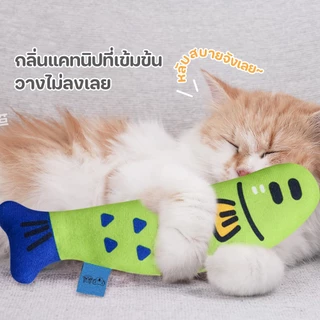 Winky Wink 20cmตุ๊กตาปลา ปลาแคทนิป ของเล่นแมว มีกระดิ่ง ผ่อนคลายความเครียด ปลาแคทนิป ของเล่นที่มีเสียง ของเล่นแมวและสุนั