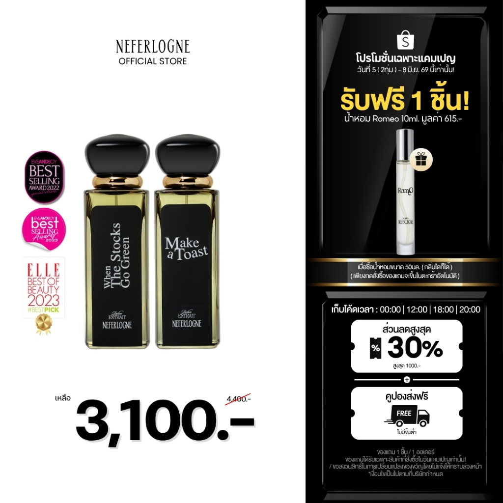 (เซตน้ำหอม Best Selling) When The Stocks Go Green 50ml + Make A Tosst 50ml  - Neferlogne