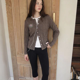 rand0m piece - Rose Pointelle Cardigan คาร์ดิแกนฉลุแขนยาว ลายดอกไม้