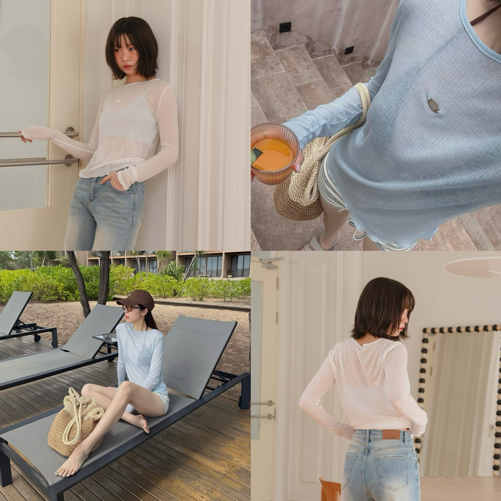 FLASHMARBLE - DOLLY SHEER TOP เสื้อซีทรู ผ้าเชียร์ เนื้อบาง