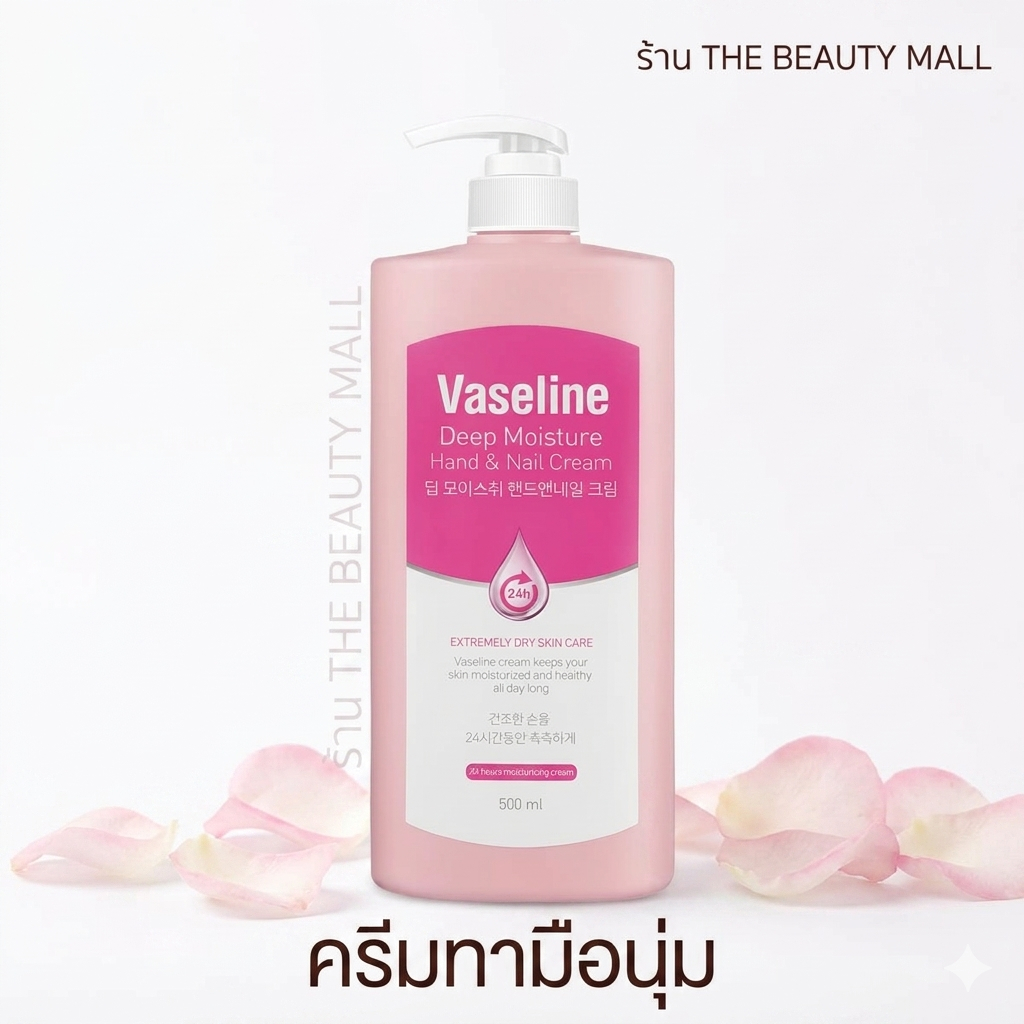 (1ขวด) Vaseline Deep Moisture Hand & Nail Cream 500ml ผลิตภัณฑ์ครีมบำรุงมือและเล็บ