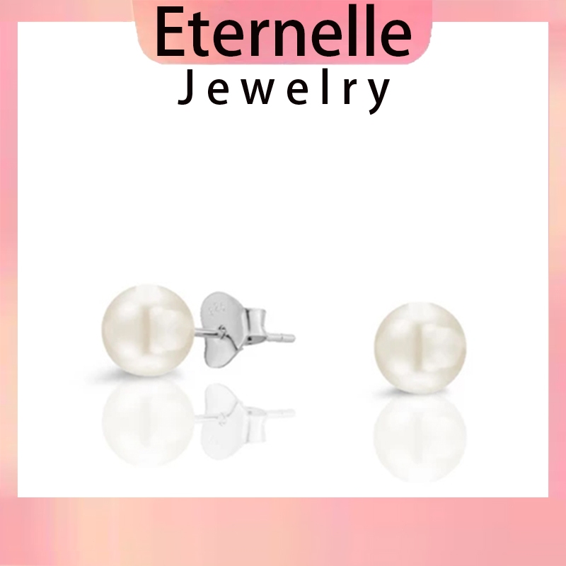 Eternelle ต่างหูมุกแท้ S925 เงินแท้ ไม่แพ้ เงาสวย ดีไซน์เกาหลี หรูหรา ดูแพง เป๊ะปัง สุดปัง