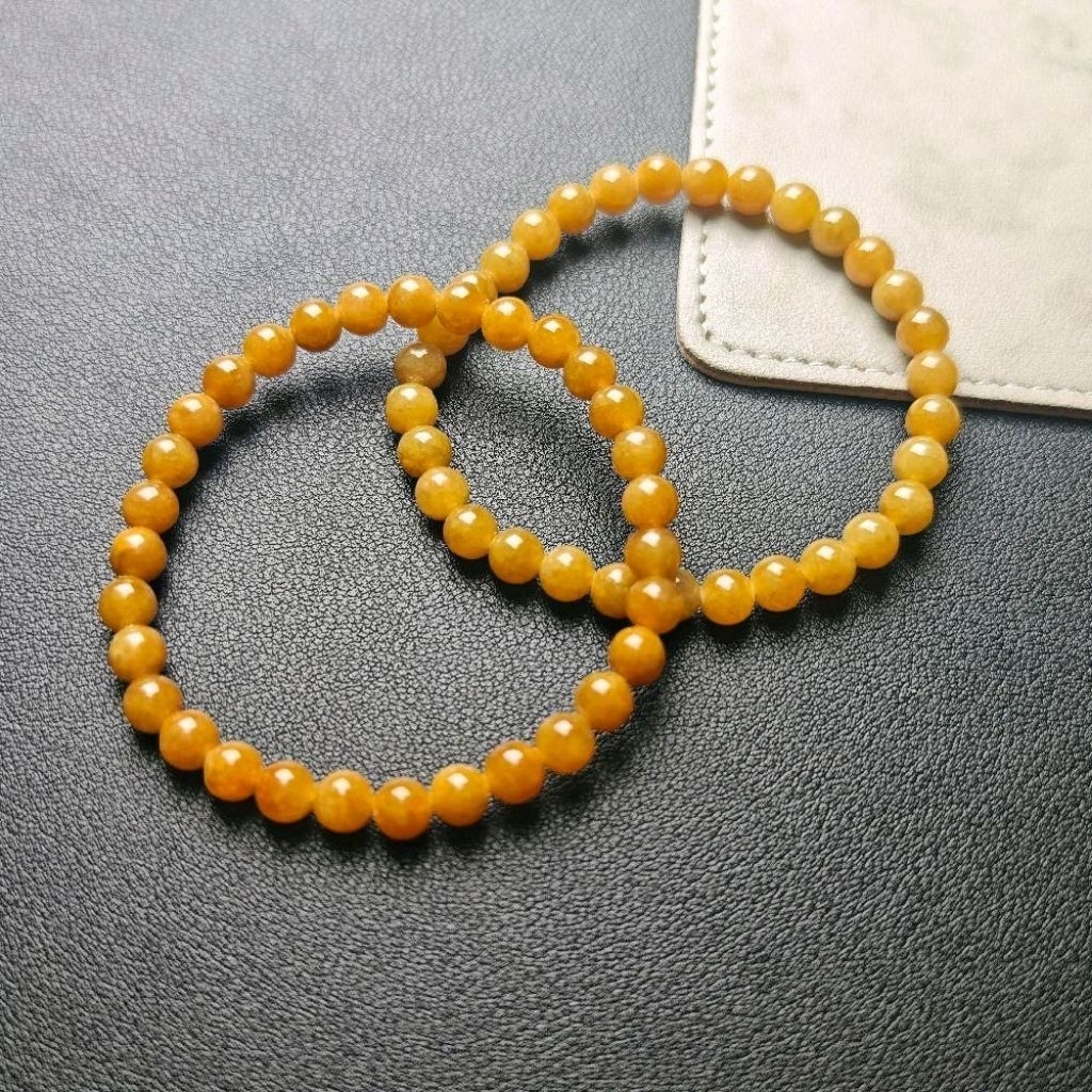 Y14 สร้อยข้อมือหยกเหลืองพม่าธรรมชาติขนาด 5 mmjade setthi