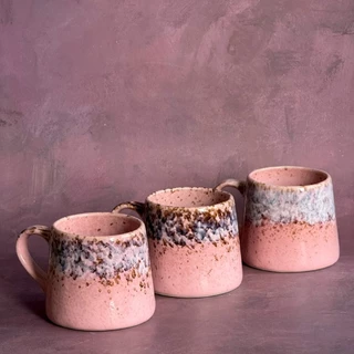 แก้วเซรามิค แก้วสีชมพูเอฟเฟค ความจุ 450 ml Mug Ceramic เข้าไมโครเวฟได้ - AT1CERAMIC