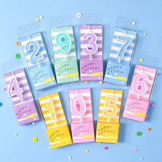 50 ชิ้น/แพ็ค เทียนวันเกิด Happy Birthday สีพาสเทล คละสี เทียนตัวเลข 0-9 สำหรับปักเค้ก