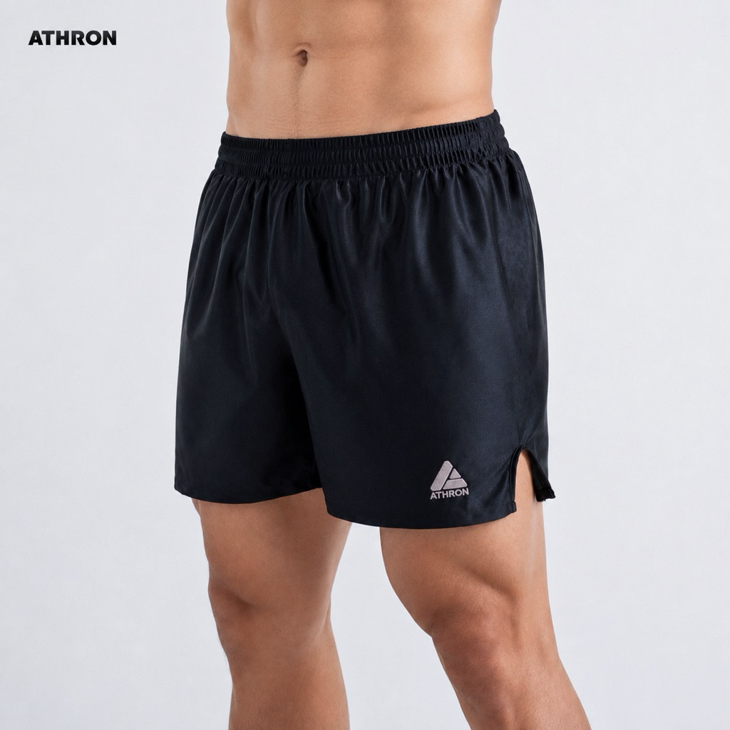 กางเกงกีฬาผู้ชาย ATHRON - Black Corner Basic Boxing Shorts