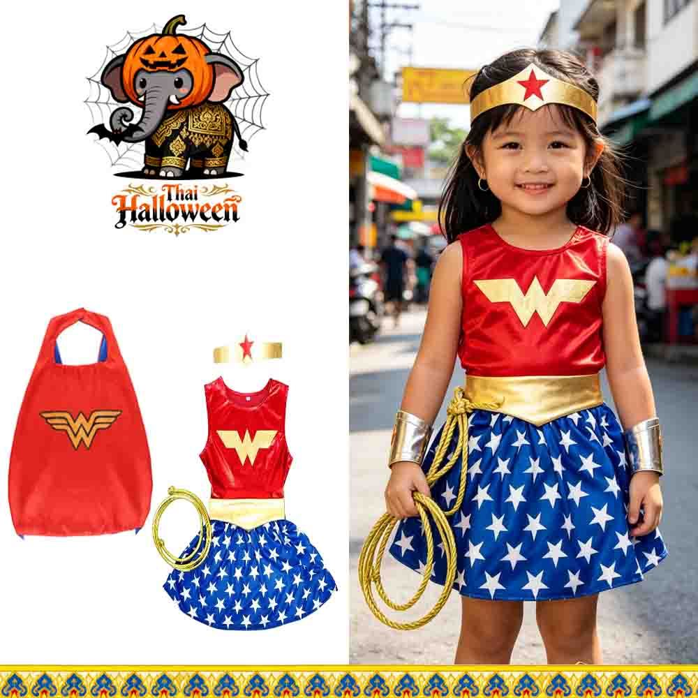 👍ส่งไว จาก กทม 👍 Wonder Woman Costume ชุดซุปเปอร์ฮีโร่ ชุดฮีโร่ ชุดครอสเพย์ ชุดคอส  ฮาโลวีน