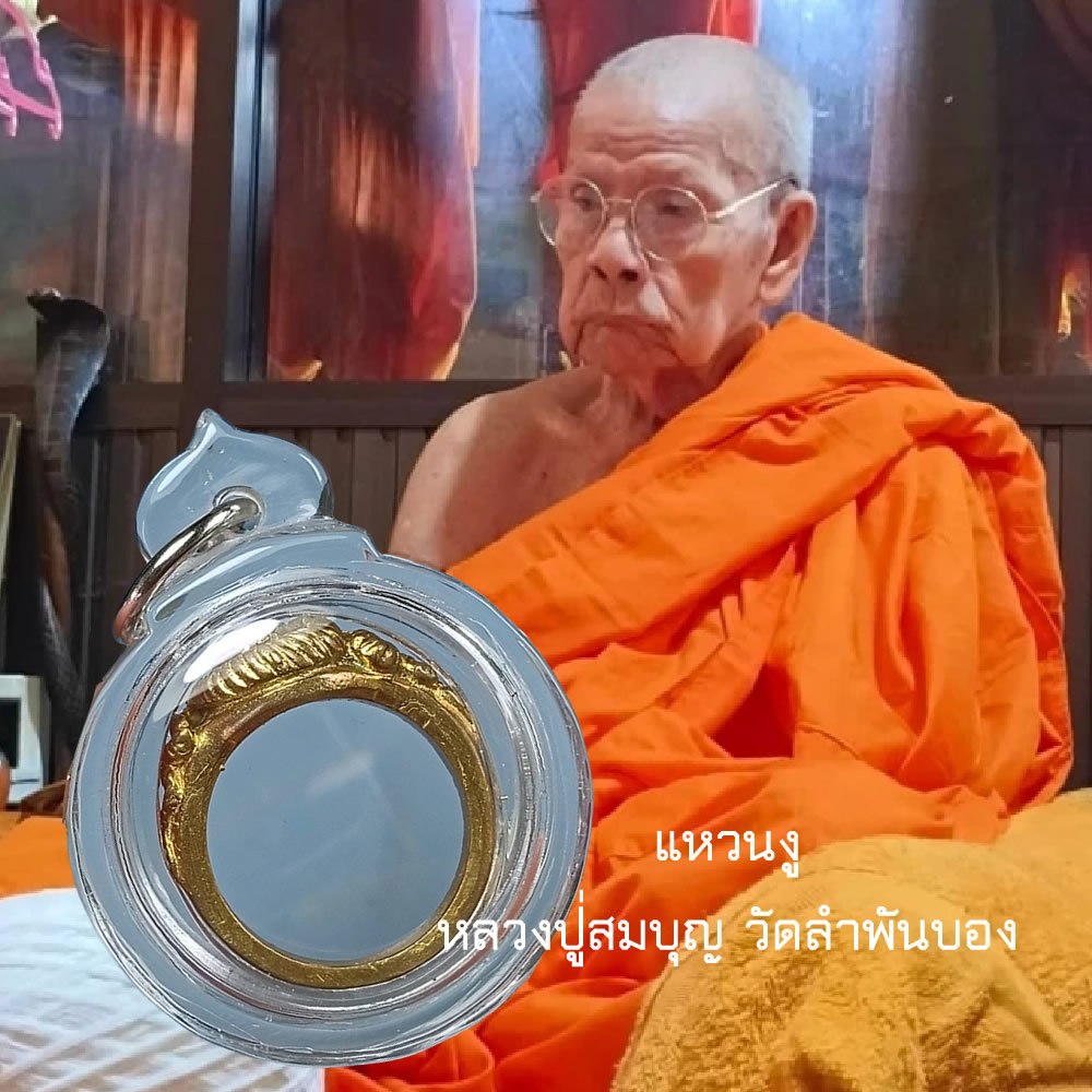 แหวนงูนาคบาศก์  หลวงปู่สมบุญ วัดลำพันบอง จ.สุพรรณบุรี รุ่น 99 ปี 2563