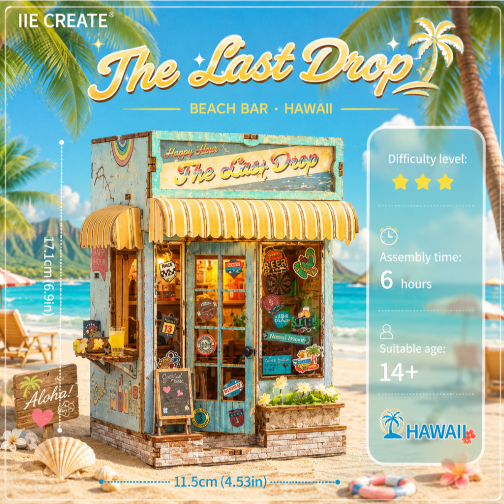 IIE CREATE SL-36 บ้านจิ๋วร้านบาร์ Vintage DIY มีไฟ LED โมเดลไม้ประกอบเอง ของแต่งโต๊ะ ของสะสม ตกแต่งชั้นหนังสือ