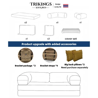 【พร้อมส่ง ส่ง 24 ชม】Trikings โซฟาพับเก็บได้ โซฟาเตียงนอน โซฟาหลายฟังก์ชัน โซฟาเล็กๆ 2-3ที่นั่ง ขนาด 150-240ซม