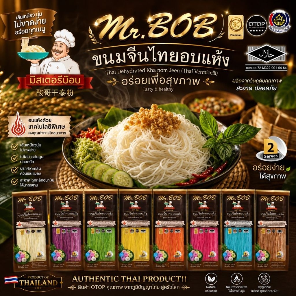 ขนมจีนอบแห้ง Mr.BOB ปริมาณ 100 กรัม