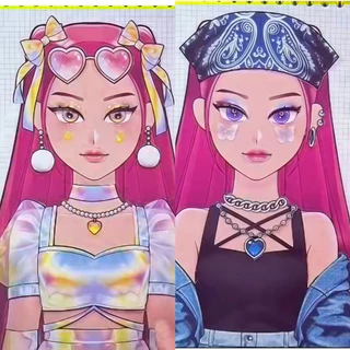 16ชิ้น/เซ็ต สติกเกอร์ติดหน้า Demon Hunters K-POP สติกเกอร์แต่งหน้าสีสัน DIY ของขวัญเด็ก พร้อมส่ง