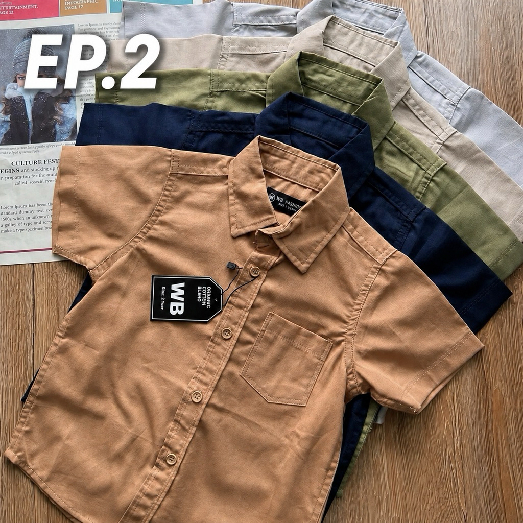 เสื้อเชิ้ตเด็กผู้ชายWB 2-14Y 💝ผ้าพรี่เมี่ยม🔰EP.1 รุ่นนี้มี2ตะกร้า🔰📌(ส่งจากไทย🇹🇭)