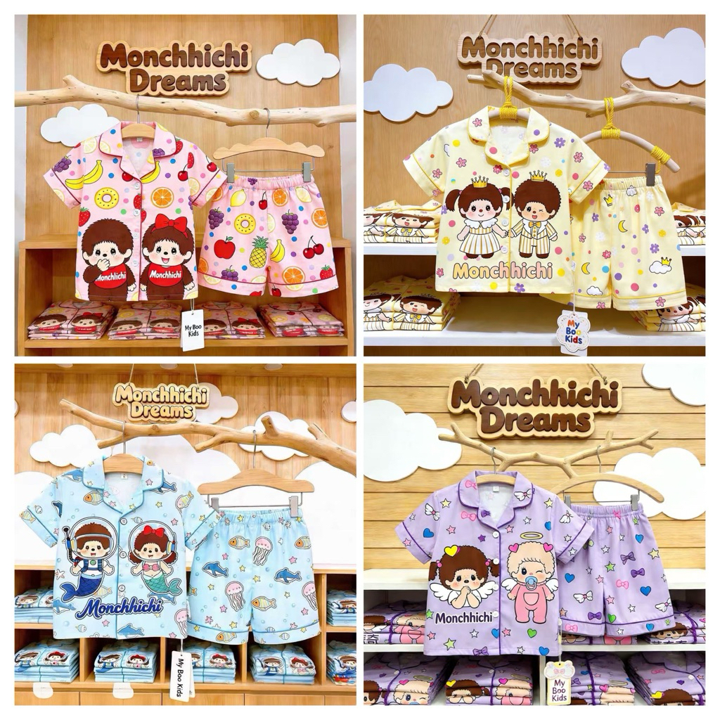 ชุดนอนเด็ก คอลใหม่มายบู ลายการ์ตูน น่ารักมาก แขนสั้น-ขาสั้น