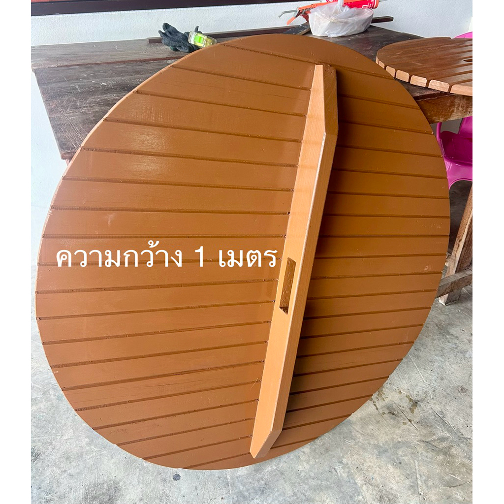 ฝาไม้ปิดถังบ่อบำบัดสีอิฐแดงความกว้าง 100 ซม.