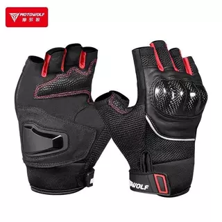 MOTOWOLF MDL 0327 Half Finger Racing Glove ถุงมือผ้าแบบครึ่งนิ้ว พร้อมการ์ดคาร์บอนเคฟล่า สำหรับขี่มอเตอร์ไซค์ จักรยาน
