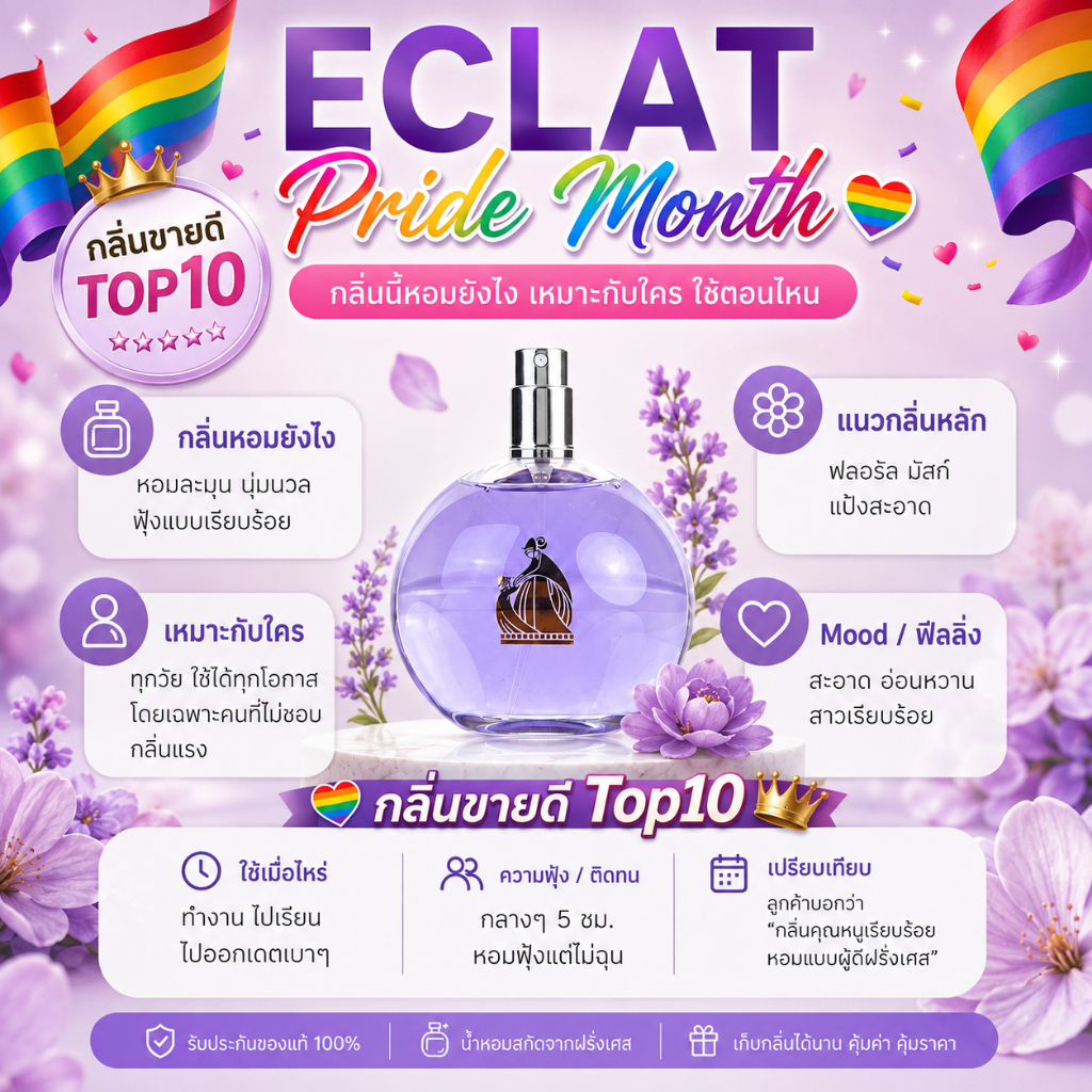 กลิ่น ลองแวง Eclat (อิแครช) [✨กด 3ชิ้น เพื่อรับโปร2แถม1✨] น้ำหอม สี ชา ออยล์ ของแท้ seecha oil Perfume น้ำหอมสีชาseecha