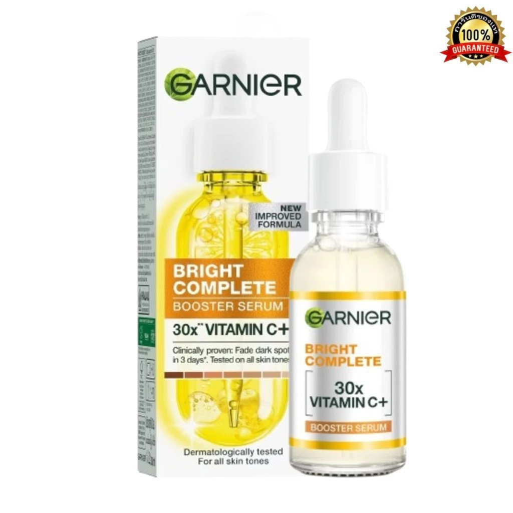 Garnier Bright Complete 30X Vitamin C+ Booster Serum 30ml การ์นิเย่ ไบรท์ คอมพลีท 30เอ็กซ์ วิตามินซี บูสเตอร์ เซรั่ม