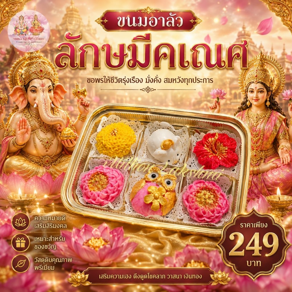 เซตขนมอาลัวลักษมีคเณศ สำหรับถวายขอพรพระพิฆเนศ พระแม่ลักษมี