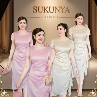 Sukunya 9001 : เดรสเนื้อผ้าเครปซาติน สัมผัสนุ่มลื่น ทิ้งตัวสวย ใส่แล้วดูหรูแบบผู้ดี