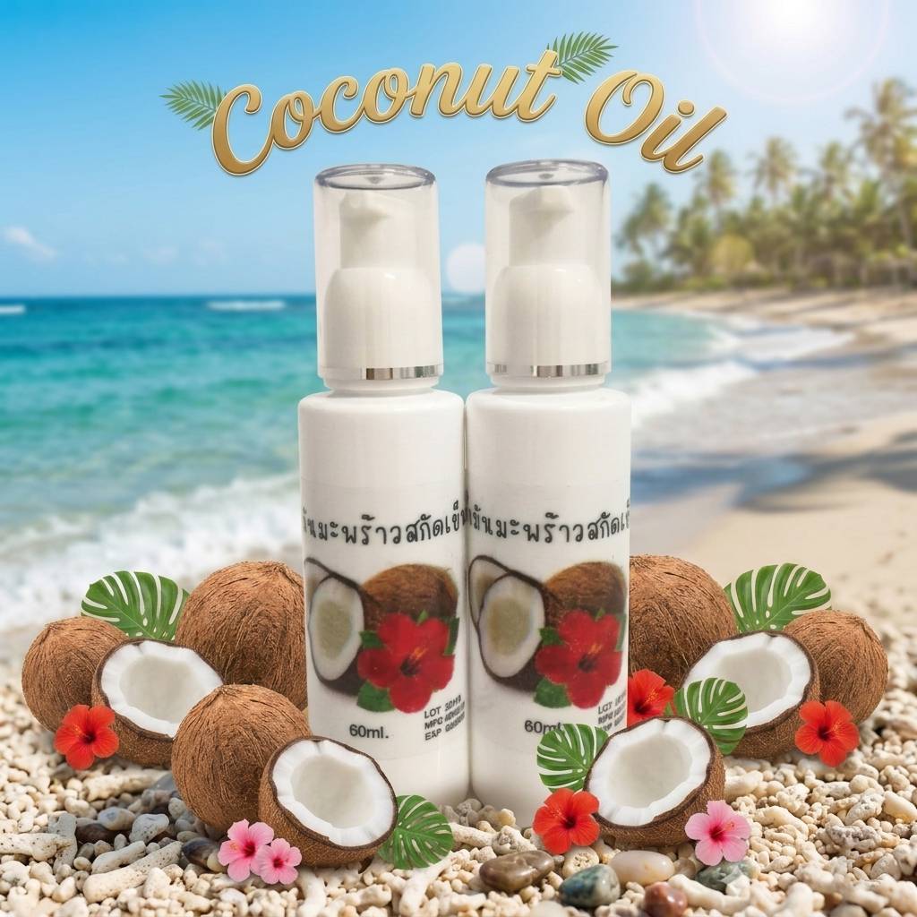 น้ำมันมะพร้าว สกัดเย็น เอ็กตร้าเวอร์จิ้น ออแกนิกส์ 60ml. Coconut oil original pure extra virgin organic 60ml.