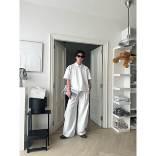 Pinstripe Shirts เสื้อเชิ้ตแขนสั้นลายทางผ้าหนาพรีเมี่ยมแบรนด์ Cozyvibe