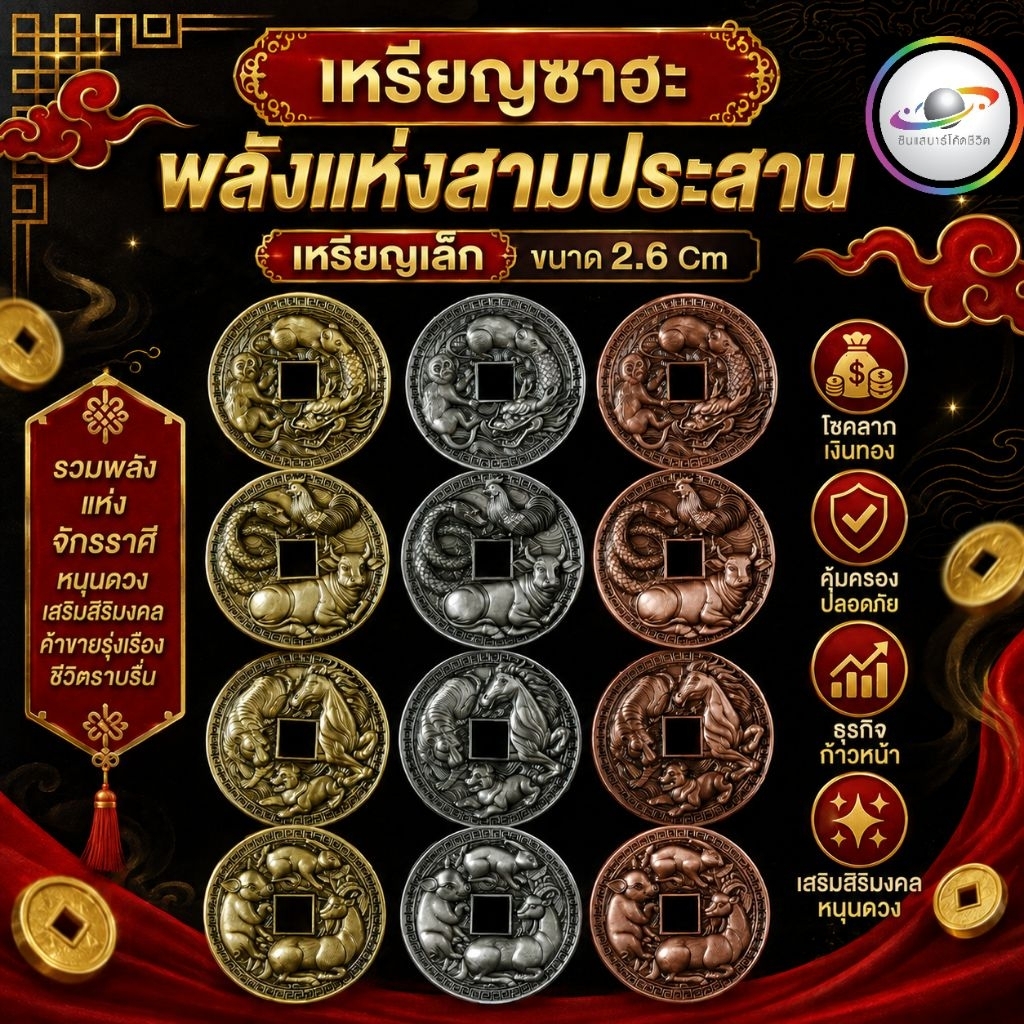 เหรียญซาฮะ พลังสามประสานแห่งโชคลาภและเงินทอง