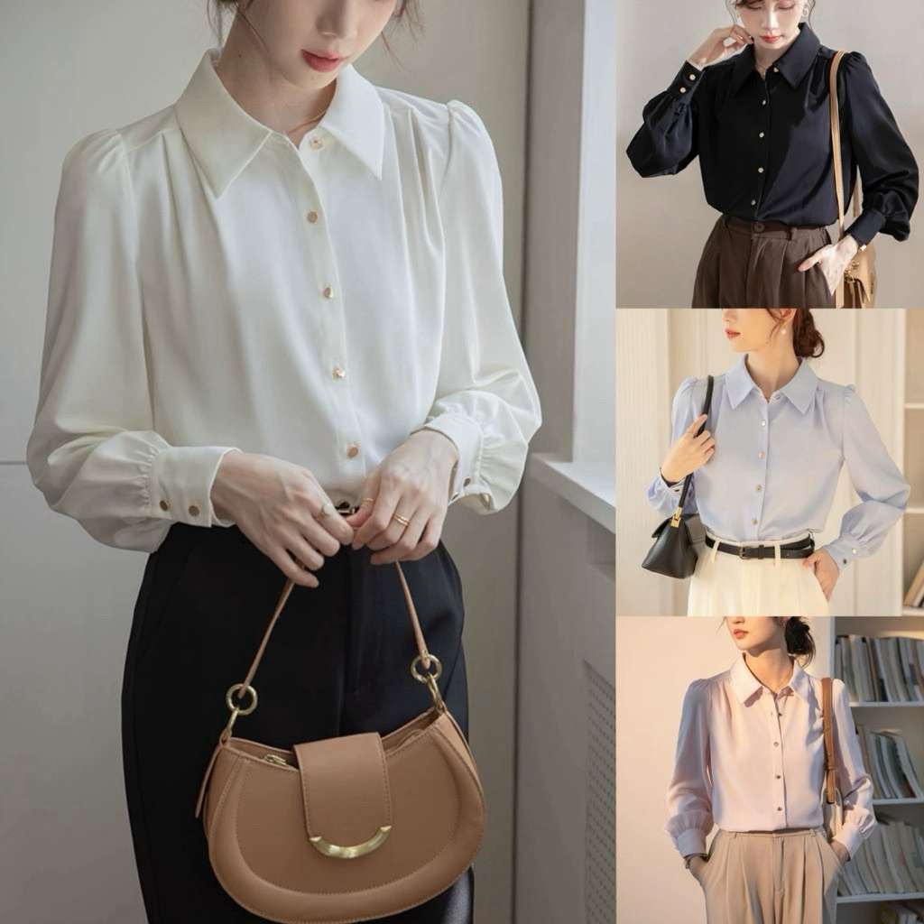 ส่งต่อเสื้อเบลาส์ เสื้อเชิ้ต ซักเก็บไม่เคยใส่ ซื้อจากเกาหลีมือ 1 ราคา 1,xxx บาท ผ้าดีมาก