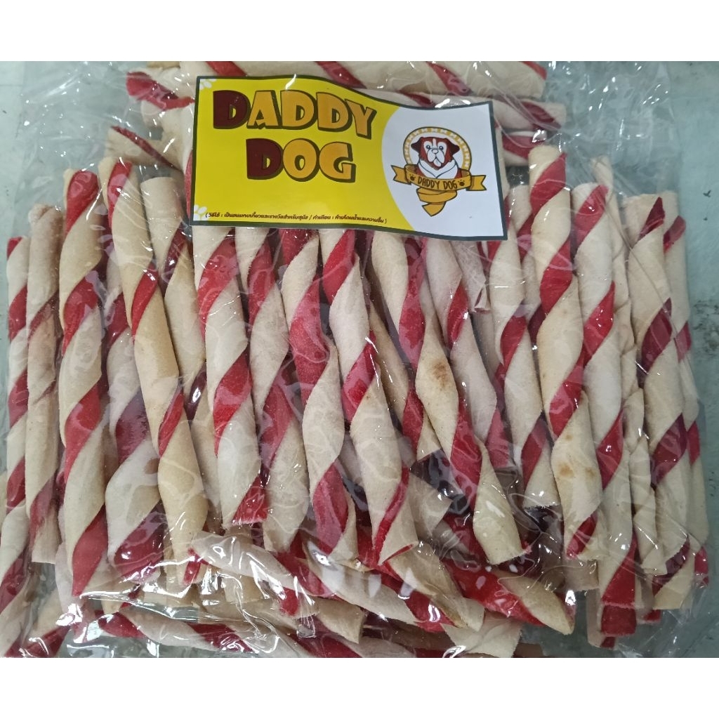 แดดดิ ด็อก หนังเกลียวขาวแดง 500กรัม
