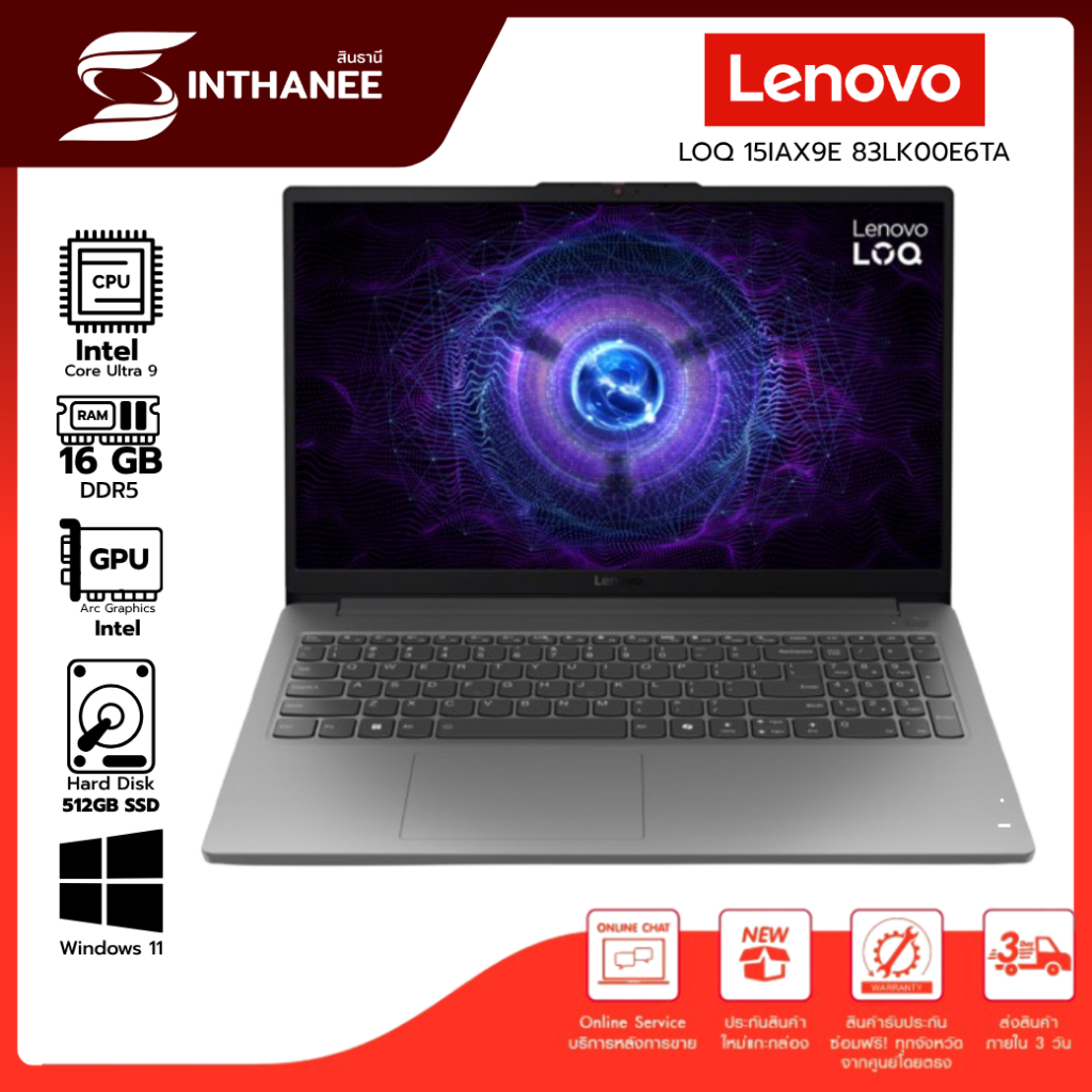 Sinthanee โน้ตบุ๊ค LENOVO รุ่น LENOVO LOQ 15IAX9E 83LK00E6TA