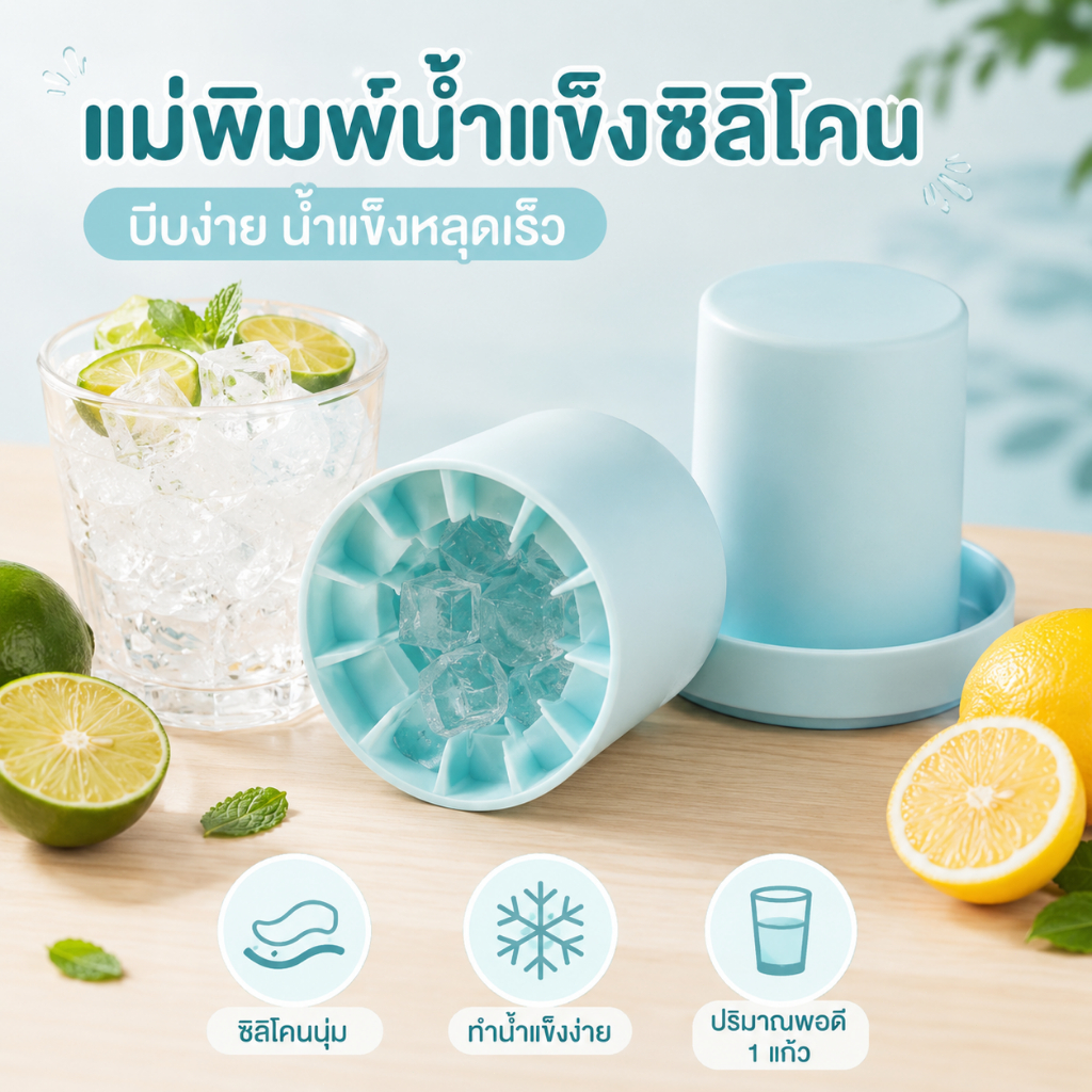 CSH แม่พิมพ์ทำน้ำแข็งซิลิโคน ถาดน้ำแข็ง 30 ก้อน วัสดุเกรดอาหาร ยืดหยุ่น ถอดน้ำแข็งง่าย ใช้ซ้ำได้ สำหรับเครื่องดื่ม