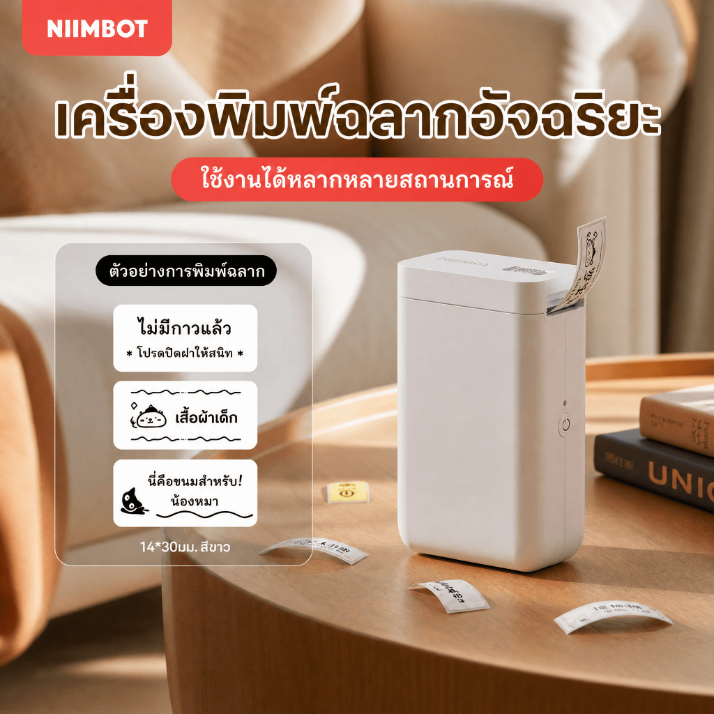 NIIMBOT D101 เครื่องพิมพ์ฉลาก รองรับบลูทูธไร้สาย เครื่องพิมพ์ชื่อแบบพกพา เหมาะใช้ในบ้าน