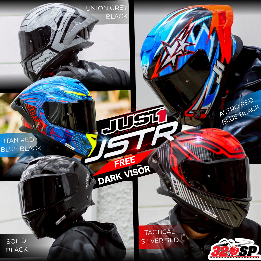 มาใหม่ 2026!! แถมฟรี !! ชิลด์ดำ หมวกกันน็อค JUST1 รุ่น J-STR / JSTR ของแท้!! ส่งไว!! 320SP