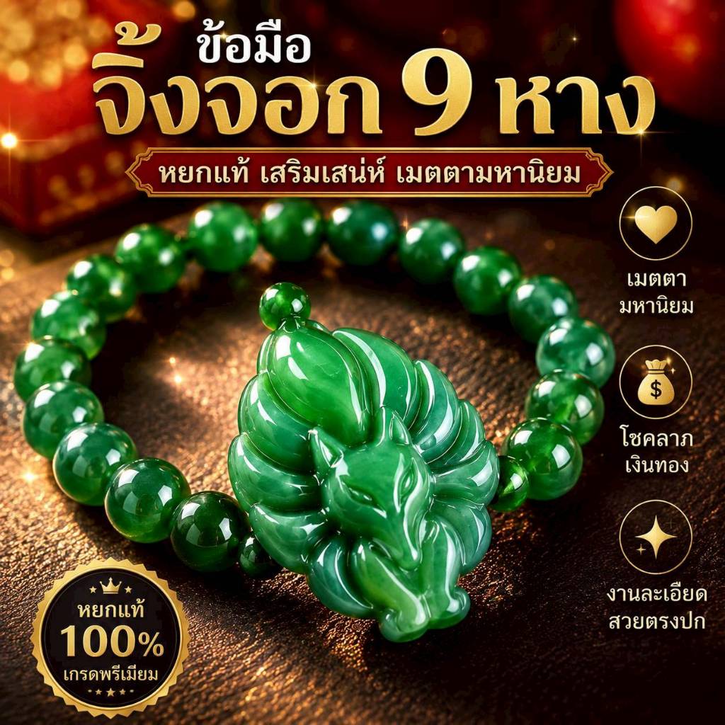 ✅หยกแท้⛩️ #จิ้งจอกเก้าหาง กำไลข้อมือ วัดหวังต้าเซียน 🦊 (ผ่านพิธี) จิ้งจอก 9 หาง 9 Tail วัดหวังต้าเซียน ซินแสแนะนำ หยก