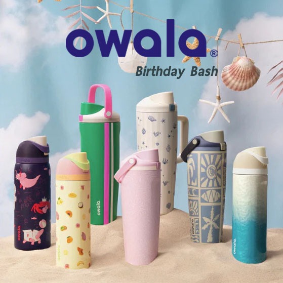 🎂 Owala Birthday Bash 2026 Limited Edition 24/32oz | กระติกน้ำรุ่นปาร์ตี้ เก็บความเย็น กันรั่ว พร้อมหลอดในตัว พร้อมส่ง