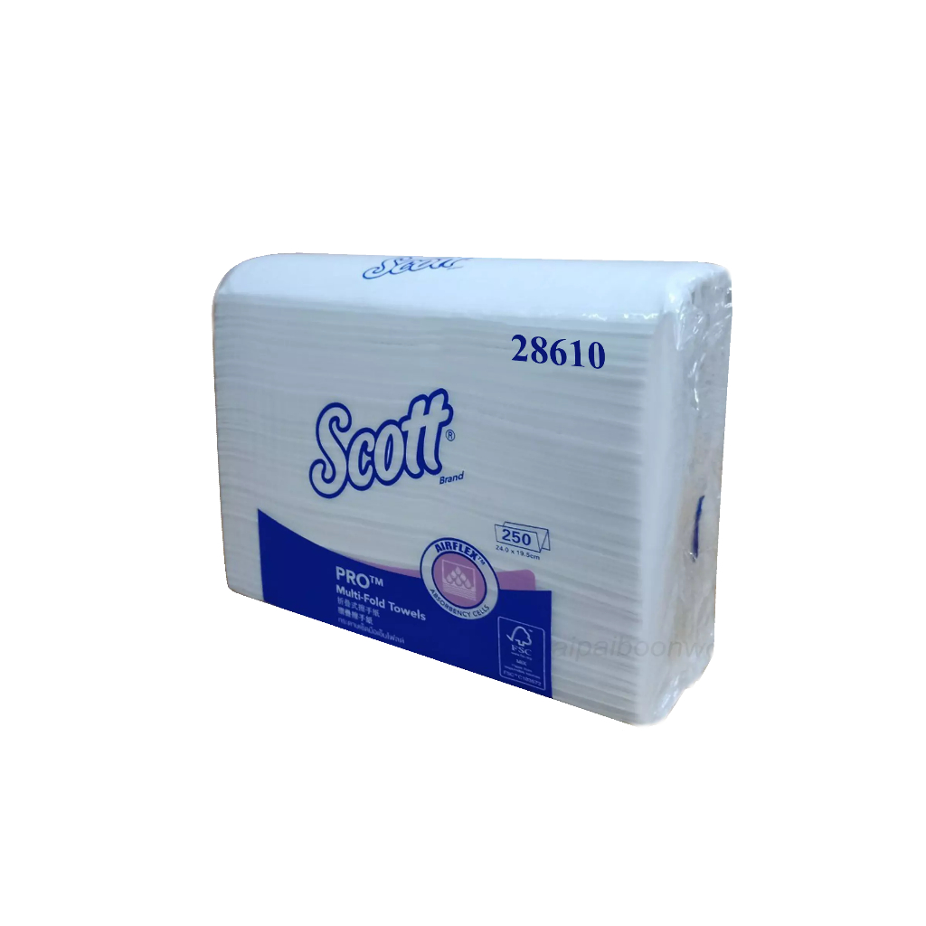 28610  กระดาษเช็ดมือชนิดแผ่น  Scott® M-FOLD WHT250X16 -FSC MIX