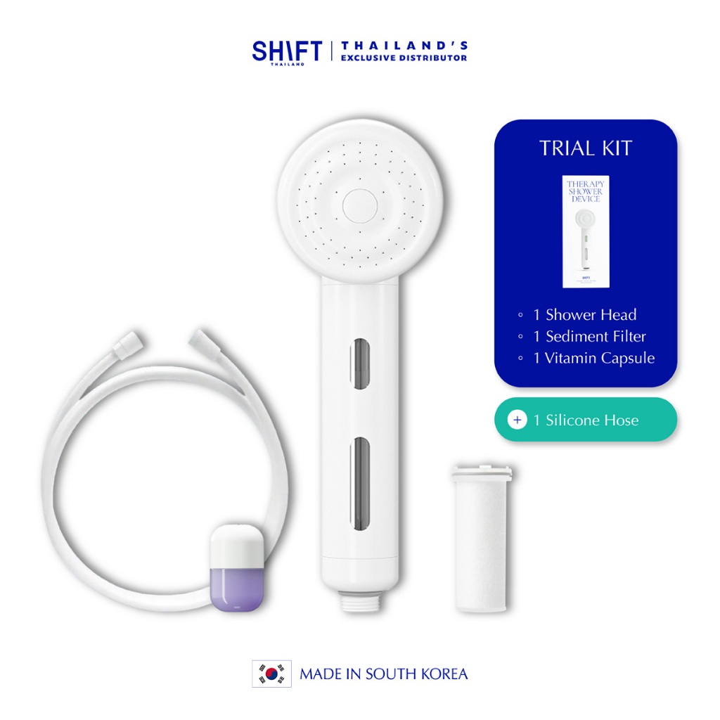SHIFT Shower [Trial Kit+Silicone Hose] ฝักบัวอาบน้ำ กรองน้ำ ลดสิว วิตามินบำรุงผิว แถมสายยาง