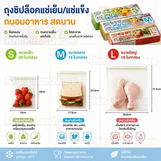 ถุงซิปล็อคอาหาร เกรดพรีเมียม ปิดแน่นไม่รั่ว เก็บสดได้นาน ใช้ได้ทั้งแช่แข็งและตู้เย็น